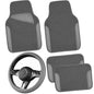 CAR PASS Microfiber Leather Steering Wheel Cover and Waterproof Car Floor Mats,Universal Car Combo Fit for 95% Sedan,SUV,Cars,14.5-15inch Anti-Slip Safety Comfortable Faux Leather Design(Solid Gray) - color: All Gray