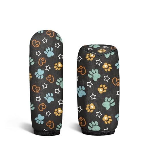 AFPANQZ Fashion Car Gear Shift Cover Set of 2 Pieces Universal Fit Most Vehicles SUVs Trucks Dog Paw Print Stretch-On Comfortable Grip Washable Comfortable Grip Swear Absorption - color: Dog Paw