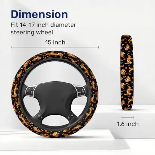 Cartoon Tiger Steering Wheel Cover, Non Slip Polyester Car Wheel Protector for Car SUV Truck, Universal 15 Inch