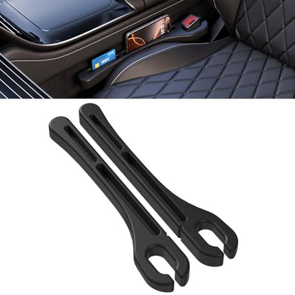 Car Seat Gap Filler Set of 2, Soft Foam Seat Side Gap Seam Filler with Drop Prevention & Storage Hook, Universal Fit Fill The Gap Between Seat & Console, Perfect for Car, SUV, Truck (Black)
