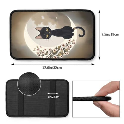 Universal Car Center Console Cushion Pad, Moon and Black Cat Soft Waterproof Car Center Console Cover Auto Armrest Seat Box Cover Protector for Most Vehicle SUV Truck Car - color: Moon And Black Cat