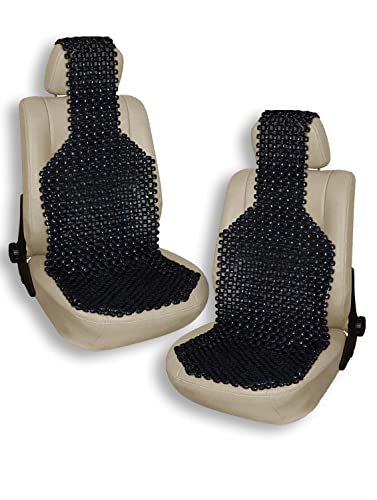 Beaded Seat Cushion Car Driver Seat Cover with Durable & Double Strung Natural Wood Beads- Cooling Comfort Ventilated Massaging Support Cushion for Auto Cars- 2 Pack Black - color: 2 Pack Black