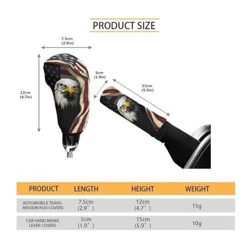 Bulopur Car Shifter Gear Hand Brake Trim Cover Set for Most Cars Van SUV Sedan Truck Auto Accessories - color: American Flag Bald Eagle