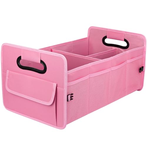 Car Trunk Organizer, Car Organizers and Storage Collapsible Multi Compartment Container Box, Adjustable Car Accessories for SUV Sedan Truck, Standard Size, Pink - color: Pink, size: Standard