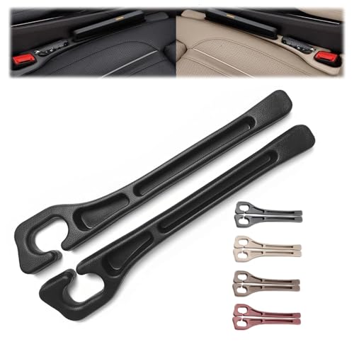 Car Seat Gap Filler Set of 2, Premium Interior Car Accessories, Multifunctional Car Storage Solution with Non-Slip Design, Fits Most Vehicles (Black) - color: Black