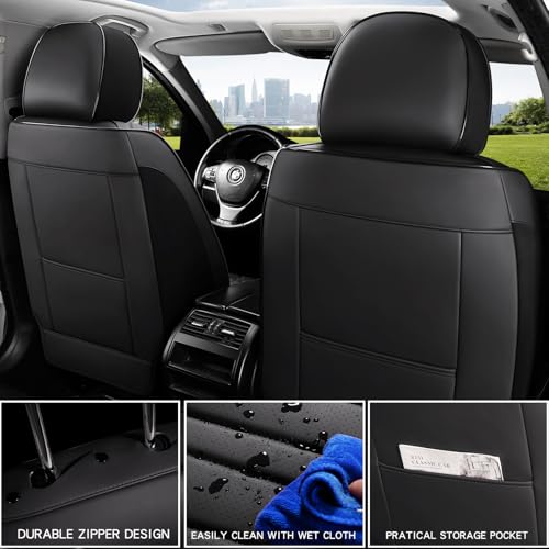 Front Car Seat Covers,Car Seat Protector Waterproof,Seat Covers Front Set, Car Seat Protectors,Automotive Seat Covers Fit for Most Cars Black