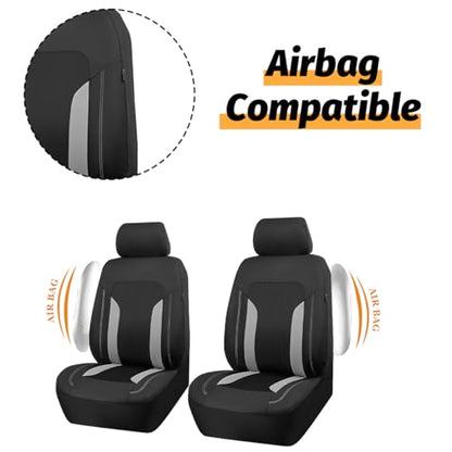 Car Seat Covers, Full Set Breathable Vehicle Seat Protectors with Mesh Construction and Foam Padding, Comfort Automotive Interior Chair Cover, Universal for SUV RV Truck (Grey)