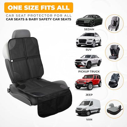 EcoNour Car Seat Protector 2 Pack, 600D Waterproof Fabric with Thick Padding, Non-Slip Backing, Seat Cover Mat for Baby Car Seat & Pets, Guards Against Spills, Stains & Scratches - size: 2-Pack