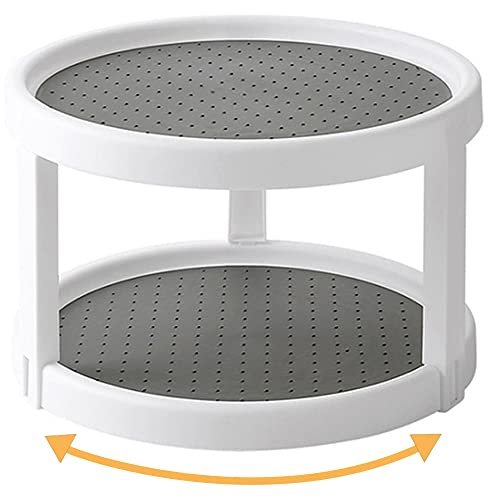 Lazy Susan Organizer, 2 Tier Non Skid Spice Rack Turntable,360 Degree Rotating Seasoning Organizer, 10-Inch Spinning Organizer for Pantry Cabinet, Kitchen, Countertop, Vanity Display Stand - size: 1-Pack, 2-Tier, 10-Inch