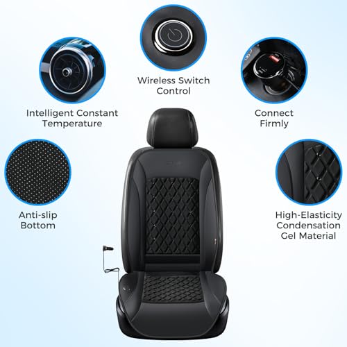 Coverado Upgraded Cooling Car Seat Cover Front Seat, 12V-24V Ventilated Cooling Seat Cover 3 Adjustable Wind Speeds Long Lasting Coolness Summer Driving Universal Fit for Car SUV Truck, Classic Black - color: Black-a