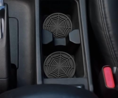 4 Pack Car Cup Holder Coasters, Cute and Creativity Cup Holder Insert Coaster Car Interior Accessories-2.75 inch Silicone Anti Slip Spider Web Car Coaster-Universal - color: Black2