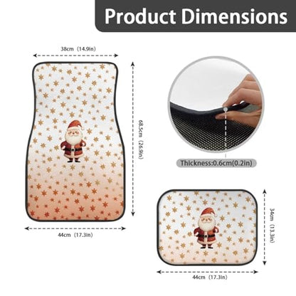 Father Christmas Print Car Vehicle Floor Mat Universal Fit All Weather Protection Rubber Carpets for Cars SUVs and Trucks,Set of 4 - color: Red Santa Christmas