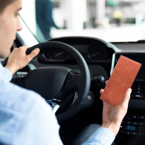 Car Registration and Insurance Card Holder - Vehicle Glove Box Document Organizer - Premium PU Leather Wallet Case - Driver License - Coffee - color: Coffee