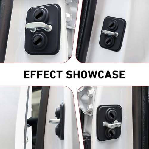 4 PCS Car Door Strike Protector, Upgraded Silicone Car Door Latch Covers, Self-adhesive Shock-absorbing Door Protection Cover, Universal for Most Cars (Black)