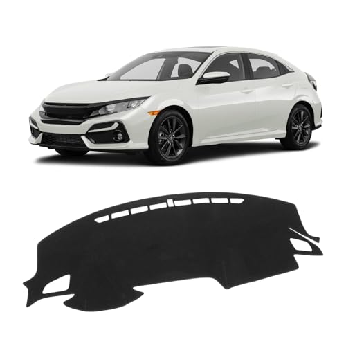 KUST Black Dash Cover Mat for Honda Civic 2016-2021 (Hatchback/Sedan/Coupe) Polyester Non-Slip Dashboard Cover Interior for Civic Accessories Sunshade Windshield Glare - size: 56.8''×17.2'' (Honda Civic 16-21)