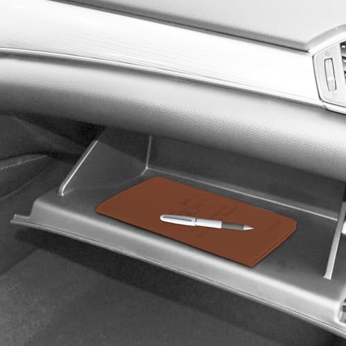 Car Registration & Insurance Card Holder Leather Auto Glove Box Organizer Document Wallet with Magnetic Shut - color: Brown-Upgraded