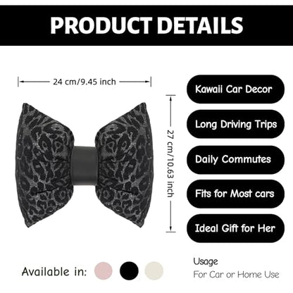 Car Headrest Pillow with Leopard Print Chic Car Interior Breathable Neck Support Cushions Fits for Most Cars (Black Pillow) - color: Black Pillow