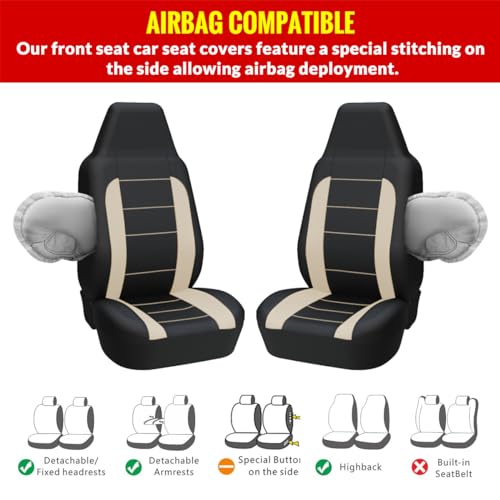 AUTOYOUTH Auto Car Front Seat Covers Bucket Seat Cover Automotive Universal Fit for Sedan Truck Trend Car Accessories - Beige - color: Beige