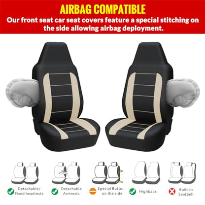 AUTOYOUTH Auto Car Front Seat Covers Bucket Seat Cover Automotive Universal Fit for Sedan Truck Trend Car Accessories - Beige - color: Beige