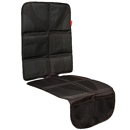 Lusso Gear Car Seat Protector for Baby Car Seat - Thick Padding - Seat Protector Under Baby Car Seat with 2 Mesh Storage Pockets - Black Waterproof Baby Car Seat Protector - Non-Slip Padded Backing