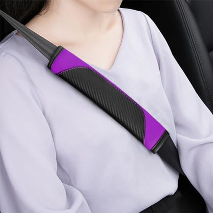2PCS Car Seat Belt Cover, Carbon Fiber Seatbelt Shoulder Protection, Soft Car Seat Belt Strap Cushion Protect Your Neck and Shoulder, Car Accessories Seat Belt Pad for Car Truck (Purple) - color: Purple