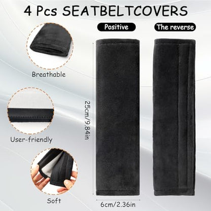 4PCS Seat Belt Cover Pad, Soft Seat Belt Shoulder Pad, Black Belt Pads, Car Seat Belt Pads Cover/Seatbelt Shoulder Pad for All Cars and Backpack