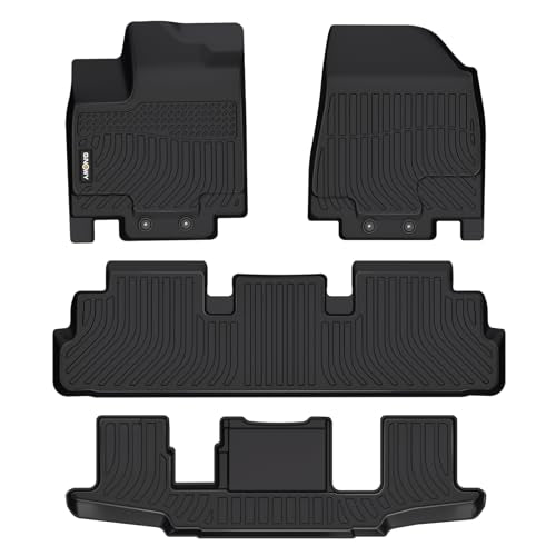 GINOWY-Floor Mats for Nissan Pathfinder 2022-2025 2026 (7 Passenger), TPE Rubber All Weather Mats Pathfinder 1st 2nd 3rd Row Custom Fit Waterproof All Season Car Accessories Black - style: 44) for Nissan Pathfinder 7 Seats 2022-2026 Floor Mats