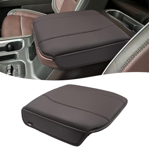 Center Console Armrest Cover for GMC Sierra & Chevy Silverado 2019-2026, Yukon & Tahoe & Suburban 2021-2026, Bucket Seat Console, Leather Arm Rest Cover for Car, Brownstone - color: Brownstone, size: Bucket Seat, Silverado/Sierra 2019-2026 etc.