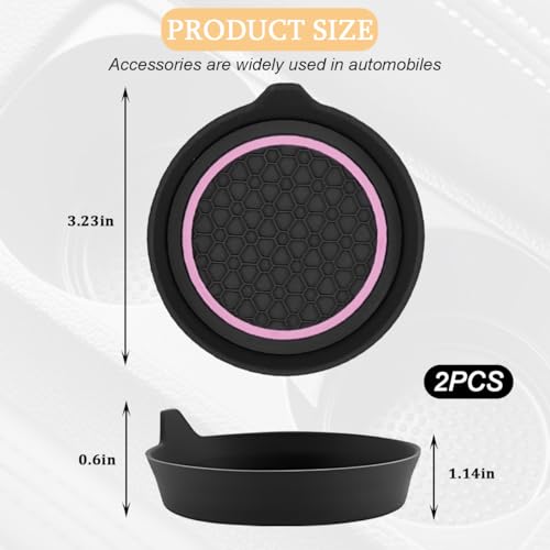 2PCS Car Cup Holder Coaster, Silicone Non-Slip Vehicle Cup Recessed Mats, Waterproof ＆ Sift-Proof Automotive Interior Insulation Drink Insert Pads, Universal Fit (Pink/Black) - color: Pink/Black