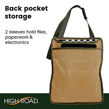 High Road Cotton Canvas Front Seat Organizer with Tablet and File Compartments, 9-pocket Car Office Passenger Seat Organizer - size: 9-pocket