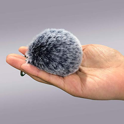 Cute Faux Rabbit Fur Ball Pom Pom Keychain Car Key Ring Handbag Tote Bag Pendant Purse Charm - color: Frost Navy