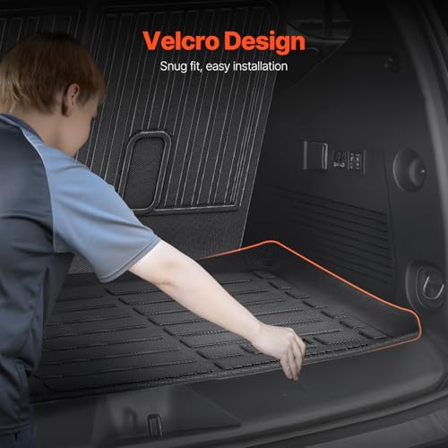 VEVOR Cargo Mats Compatible Tahoe & GMC Yukon 2021-2024, Custom Fit TPE Cargo Liner Set for SUVs, Trunk and Rear Back Seat Protector Replacement, Trunk Mat and Backrest Mats - style: Tahoe/GMC Yukon 2021-2024