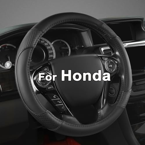 GIANT PANDA Microfiber Leather Steering Wheel Cover for Honda Accord,Civic,CR-V,HR-V,Pilot(Diamond-Pattern-Black-Standard Size) - color: B-Black, size: Standard size (14.5''-15'')