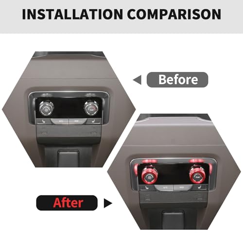 RT-TCZ Center Console Switch Knob Button Cover AC Radio Switch Knob Cover Trim Interior Accessories for Chevrolet Chevy Tahoe 2024 2025,7PCS (Red) - color: Red