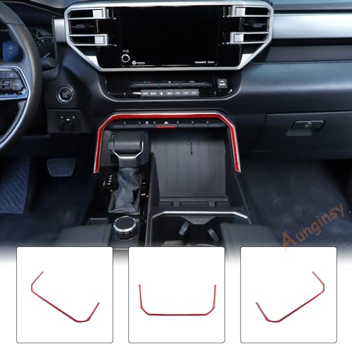 Aunginsy Car Center Control Warning Light Outer Frame Decorative Sticker Fit Toyot@a Tundra/Sequoia 2022-2024 Carbon Fiber Gear Box Shift Panel Protect Strip Cover Trim Sticker Interior Accessories - size: Warning Light Outer Frame Trim
