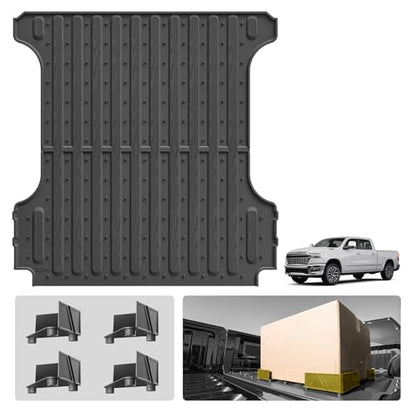 3W Truck Bed Mat for Dodge Ram 1500/1500 RHO 2019-2026 & Ram 1500 Classic 2019-2024 Short Bed (5.7 FT / 67.4inches) All Weather Protection TPE Heavy Duty Cargo Bed Liner (Not for Rambox) - size: 2. Dodge Ram 1500|19-26|Truck Bed Mat