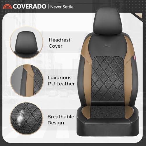 Coverado Car Seat Covers, Front Seat Covers, 2 Front Automotive Seat Cover, Mesh Breathable Seat Protectors, Universal Fit for Most Cars - color: Black_Gold, size: Front