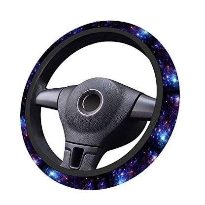 Swono Galaxy Purple Car Steering Wheel Covers Abstract Beautiful Space with Star Women Men Interior Accessories Universal 15 Inch Steering Steering Wheel Protector Anti-Skid Grips - color: multi-053
