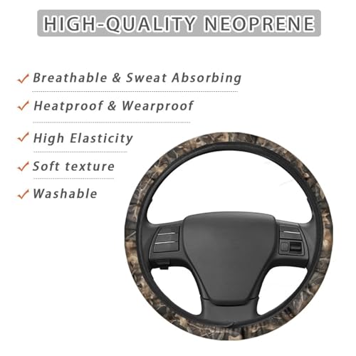 AFPANQZ Steering Wheel Cover for Cars Universal Fit 14 to 15 inch, Branch Pattern Car SUV Sedans Accessories Steering Wheel Protection Sweat Absorption - color: Branch Pattern