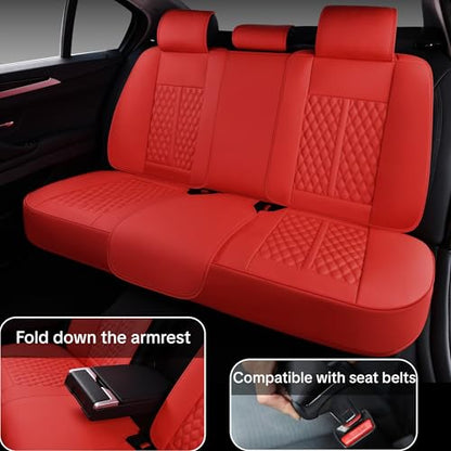 for Nissan Rogue 2008-2026 Car Seat Covers, Red Car Seat Covers, Faux Leather, Full Set of 5 Seats, Waterproof, Anti-Slip, Protect and Upgrade Seats, Beautify the Interior of Old Cars - color: Premium_Red