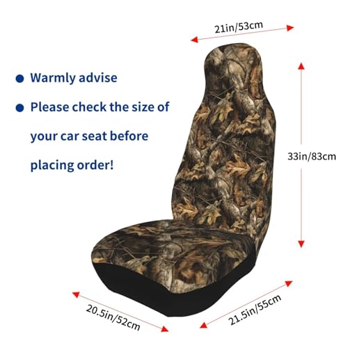 Auto Seat Covers Brown Leaf Camo Front Seat Protector Fit for Most Cars, Sedan, SUV, Van Hunting Camouflage 2 Pcs Bucket Seats Cover, Machine Washable and Soft - color: Camouflage Leaf