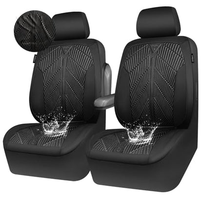 CAR PASS Waterproof Car seat covers Front Seats covers Neoprene Wetsuit, All-Weather Non-Slip Durable, Universal Fit for SUV Sedans Trucks Vans Automotive, Armrest Airbag Compatible, 3D Emboss 2 Black - color: ALL Black-Front Seat, size: Two Front