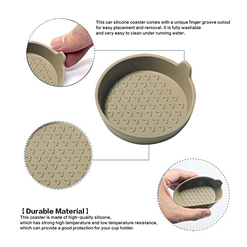 4 Packs Silicone Car Cup Holder Coasters,Car Coasters for Cup Holders,Universal Removabl Vehicle Cup Holder Coasters for Most Cars, Trucks, RVs (Beige) - color: Beige