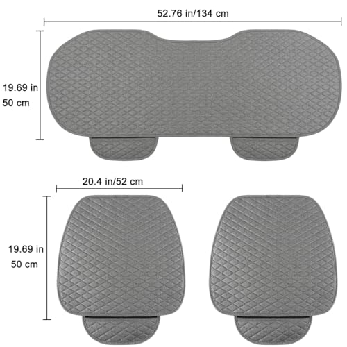Linen Car Seat Covers,Bottom Seat Covers for Cars Include 1 Pair Front Driver Seat Pad Mat and 1 Rear Bench Cover Universal Fits 90% Vehicles,SUVs,Cars,Sedans(3Piece-Gray) - color: Gray, size: 2 Front Seat Covers+1 Rear Bench Seat Cover