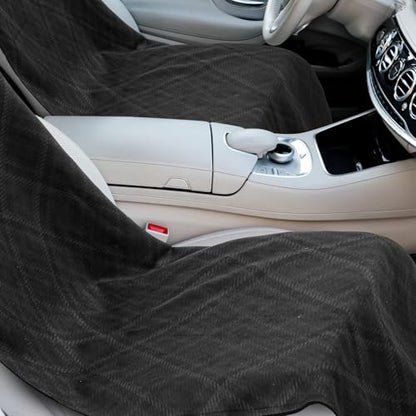 Hahafelt Car Seat Towel Covers with Storage Bag, 63 x 32 Inch Universal Non Slip Waterproof Sweat Protector for Car Truck, Gym Swimming Running, Machine Washable(2 Pack,Black Plaid) - style: Black Plaid