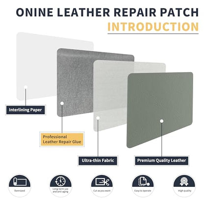 ONine Leather Repair Tape,Self Adhesive Leather Repair Patch,Leather Patches for Furniture,Sofa,Car Seats,Office Chair. Vinyl Repair Kit 8x48in(Blue Gray-Litchi Grain) - color: Blue Gray-Litchi Grain, size: 8 x 48 inches