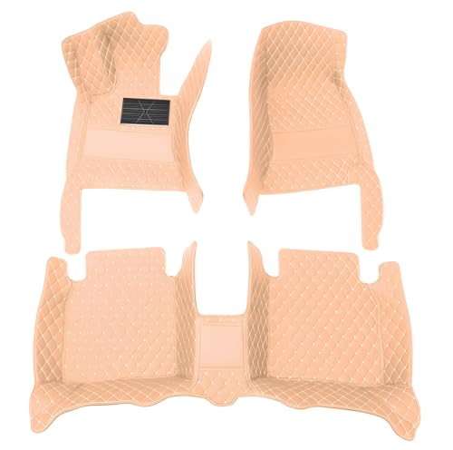 Custom Leather Car Mats, Vehicle-Specific Fit All-Weather Floor Mats, 100% Waterproof Anti-Slip Durable Protection for SUV Truck Sedan, Precision Tailored Protection (Beige) - color: Beige