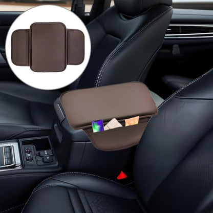 Car Armrest Box Mat, Car Center Console Cover, Arm Rest Cover for Car, Car Console Covers, Wear-Resistant and Durable, Soft and Comfortable, Suitable for Most Cars (Brown) - color: Brown