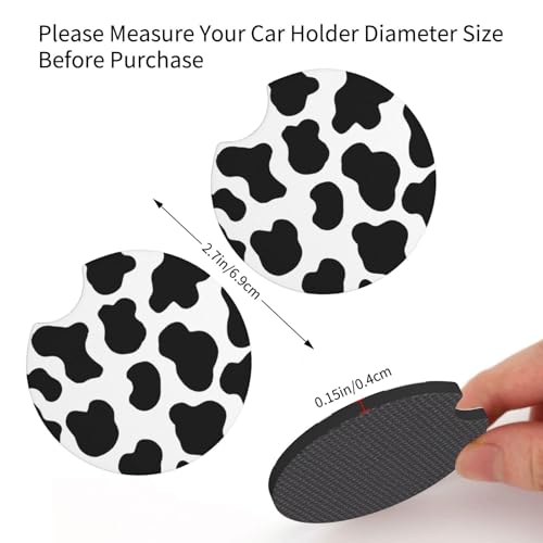 Cow Print Steering Wheel Cover - Cattle Print Steering Wheel Cover Anti-Slip Breathable Universal for with 2 Pieces Car Coasters Suitable for Men Women - color: Cow Print