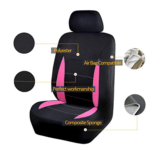 Flying Banner Car Seat Covers Front Seats Rear Bench Polyester car seat Protectors Easy installations Rear Bench Split Classic Man Lady Truck - color: Black Pink